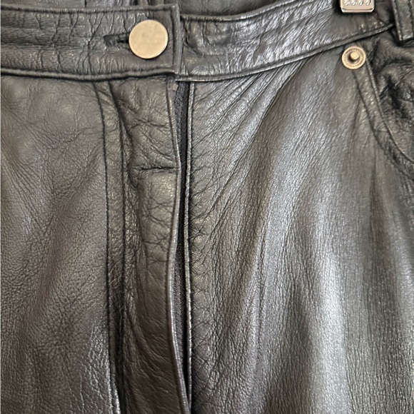First genuine leather Black bootcut Leather Pants in size 10 - Picture 3 of 12